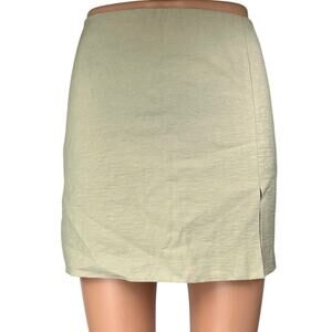 H&M Women's Beige Linen Side Zip Slit Casual Mini Straight Pencil Skirt Size 6